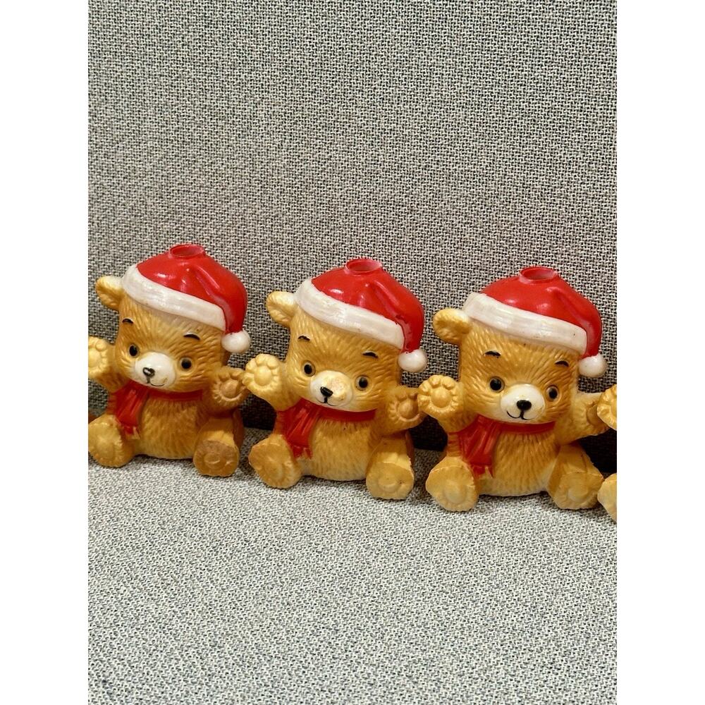 Lot Of 10 Vintage Christmas Teddy Bear Blow Mold Replacement Light Covers 3"